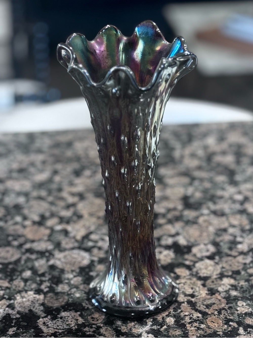 Antique Iridescent Carnival Glass Vase